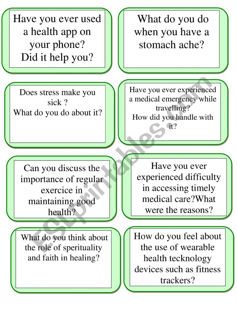 Advance speaking cards using have you ever