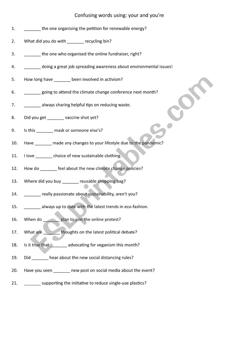 Confusing words using your and youre 4
