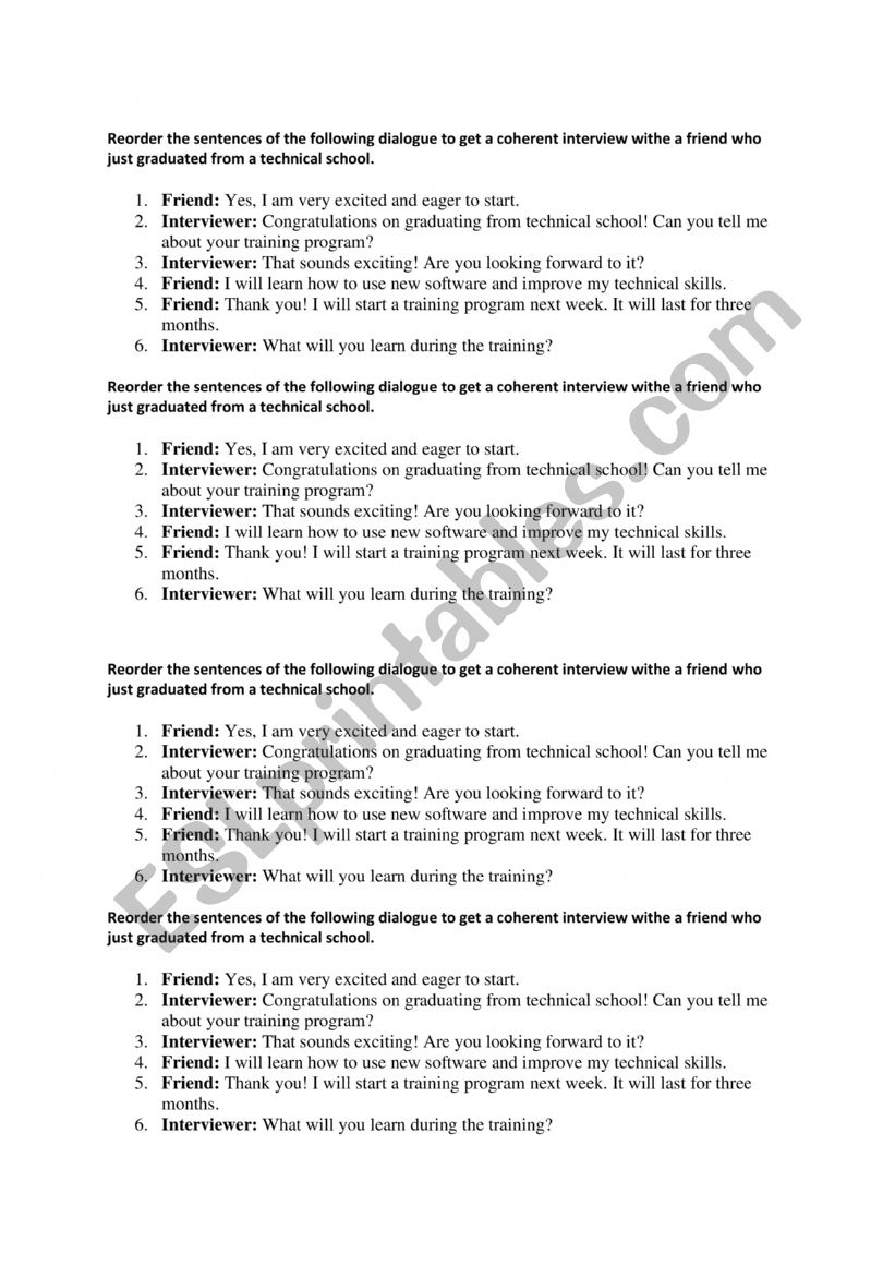 jobs worksheet