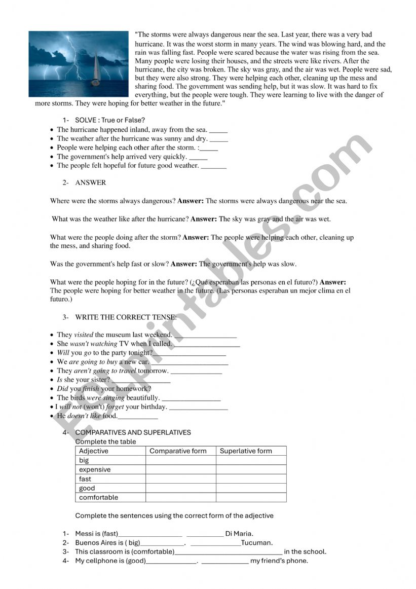 Weather worksheet