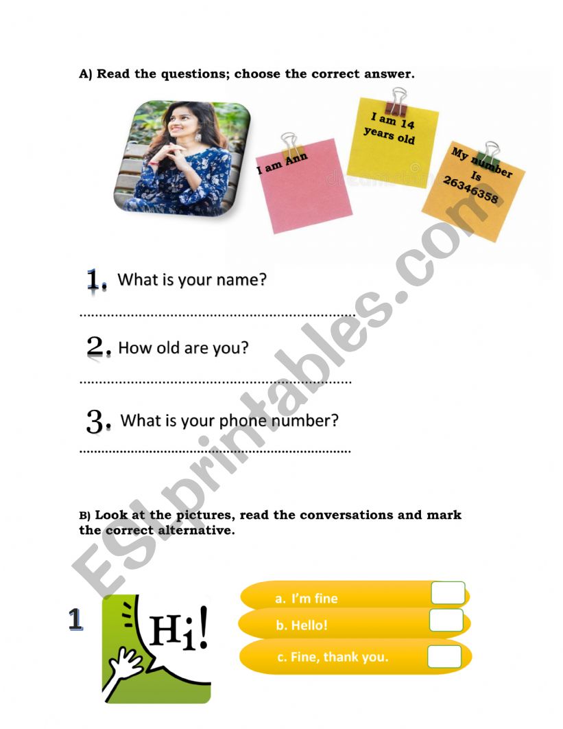 Greetings worksheet