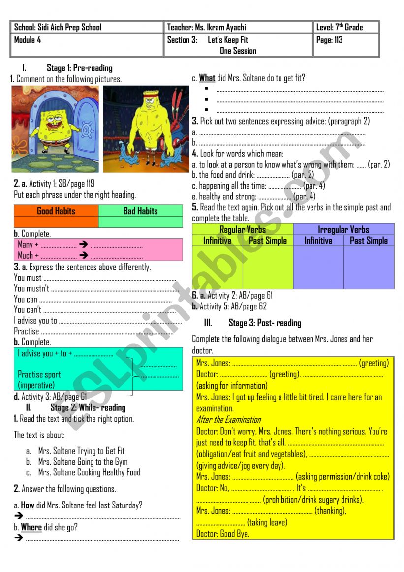7th Grade - Module 4 - Section 3 - Let�s Keep Fit + Group Session