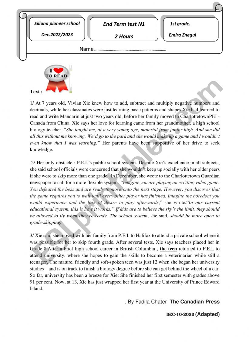 Review worksheet