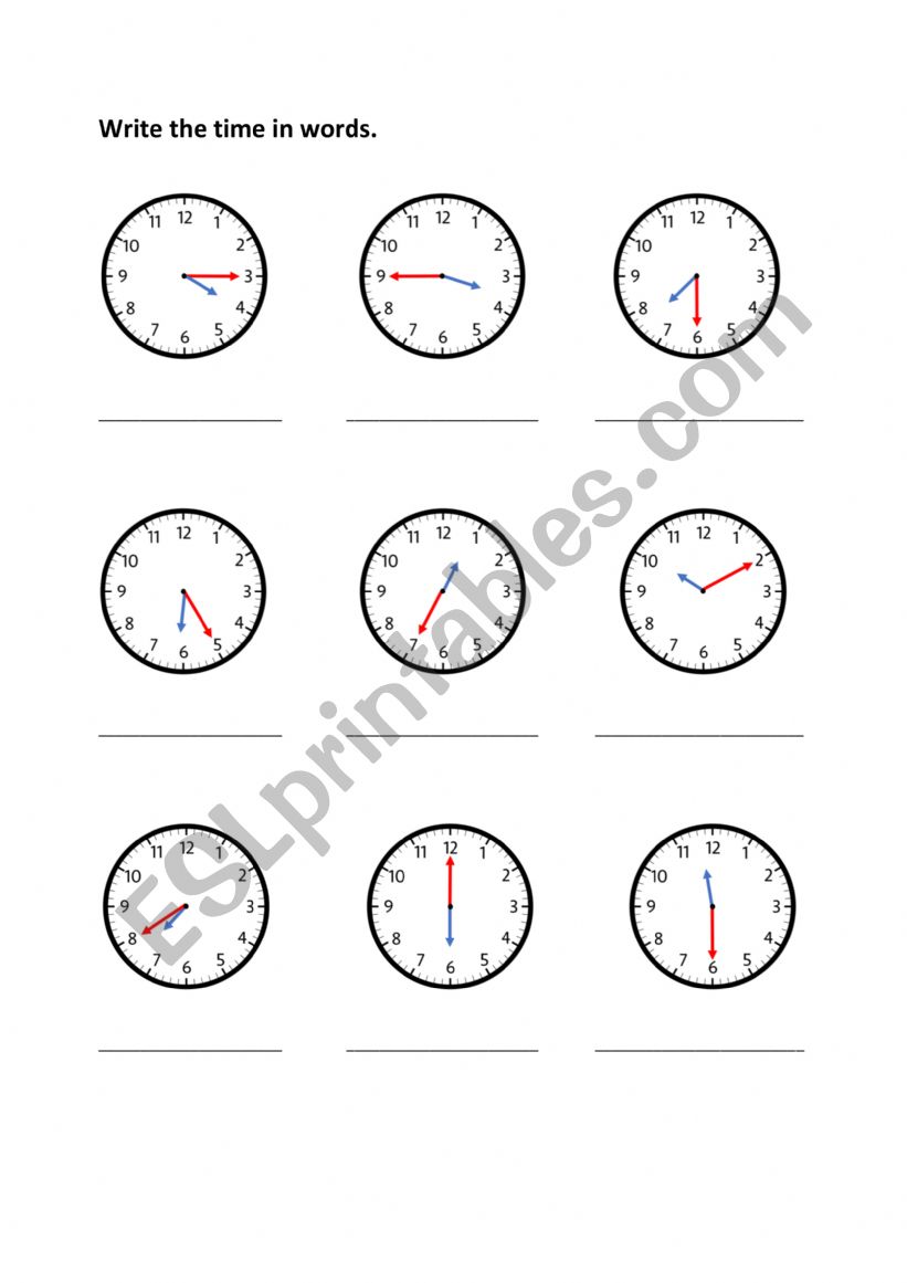 telling the time worksheet