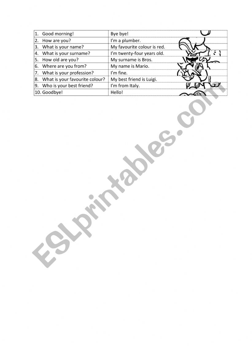 Personal Information Puzzle - Mario Bros
