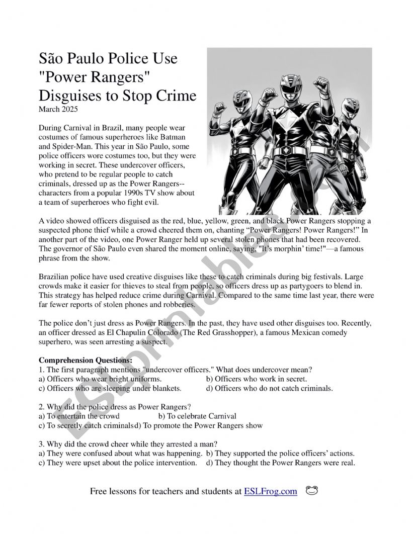 So Paulo Police Use Power Rangers Disguises to Stop Crime