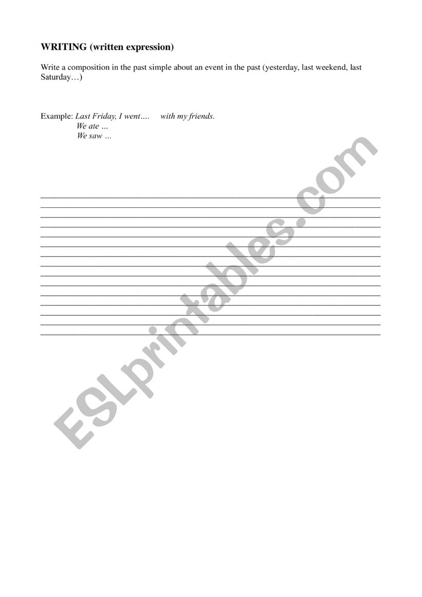 Writing 3rd year PDC worksheet