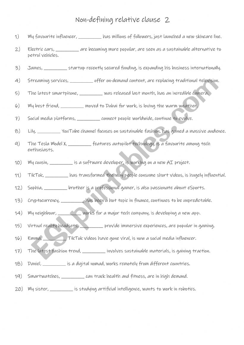 Non-defining relative clause  2 