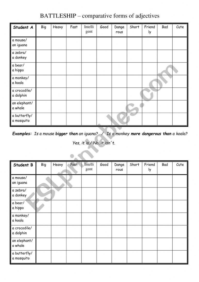 Battleship - Comparative Forms of Adjectives