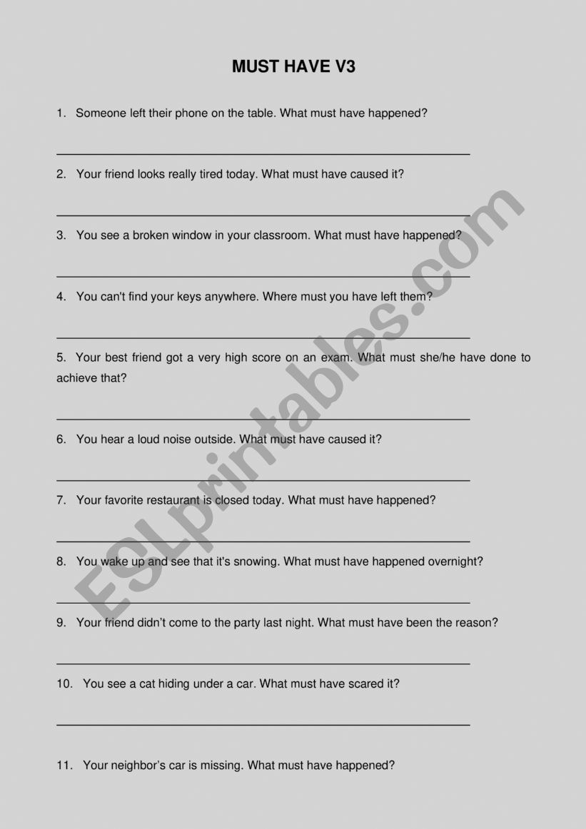 Must Have V3 worksheet