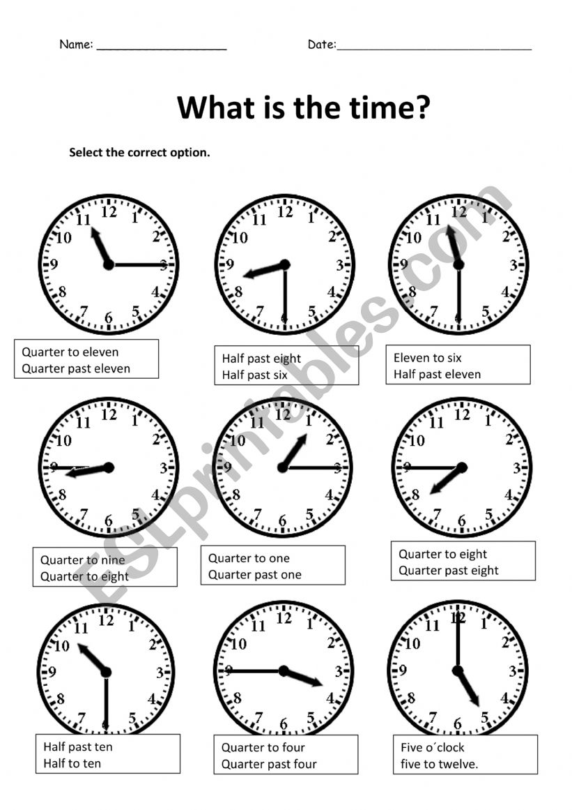 what is the time worksheet