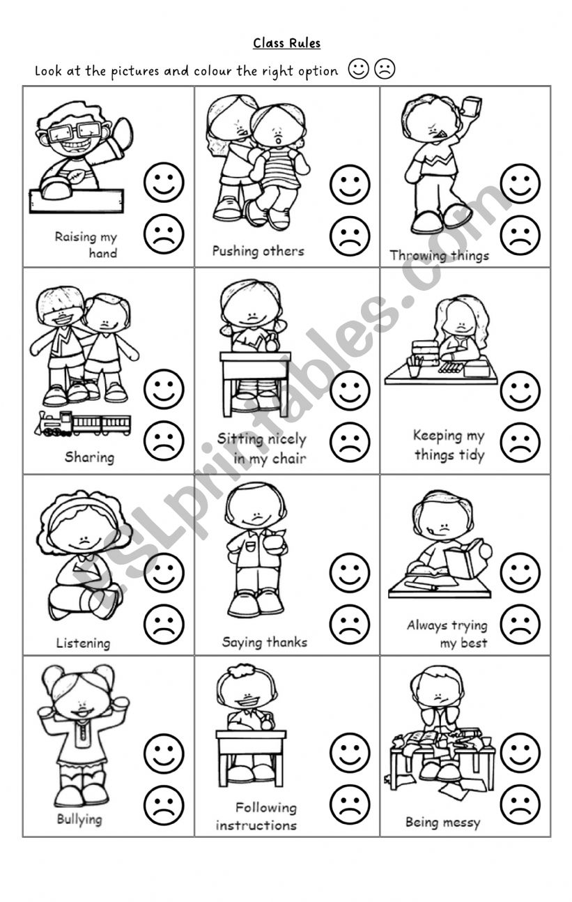 Class Rules worksheet