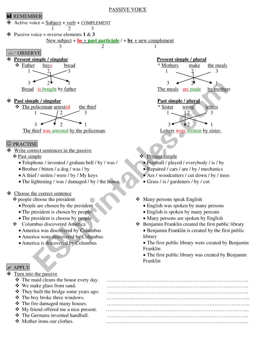 Passive voice worksheet