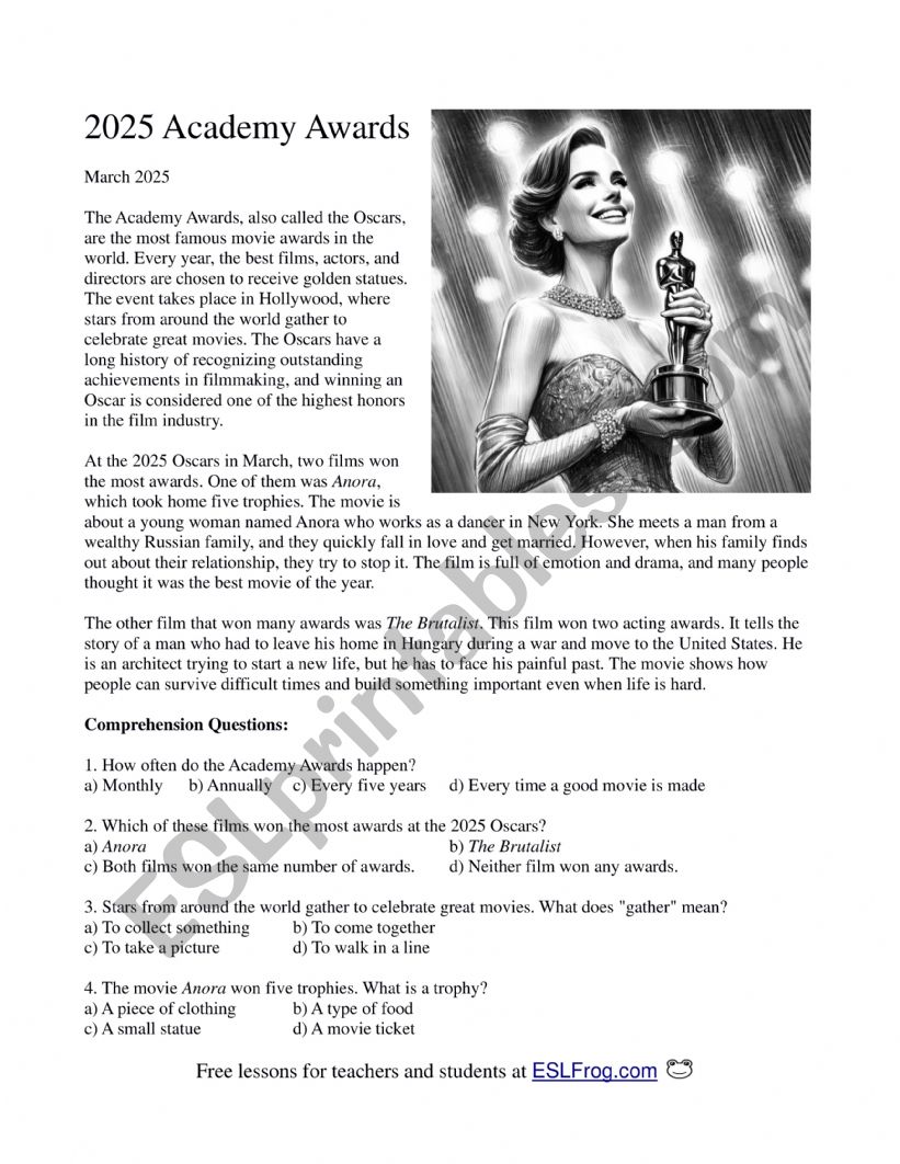 Reading Lesson: 2025 Academy Awards