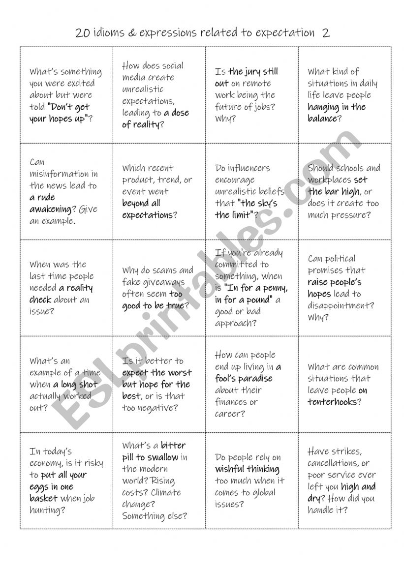 20 expectation idioms & expressions B1+-C1  part 2