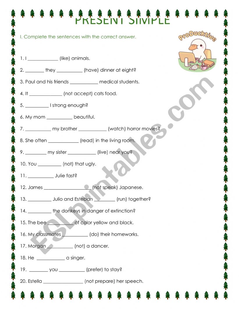 Present Simple review worksheet