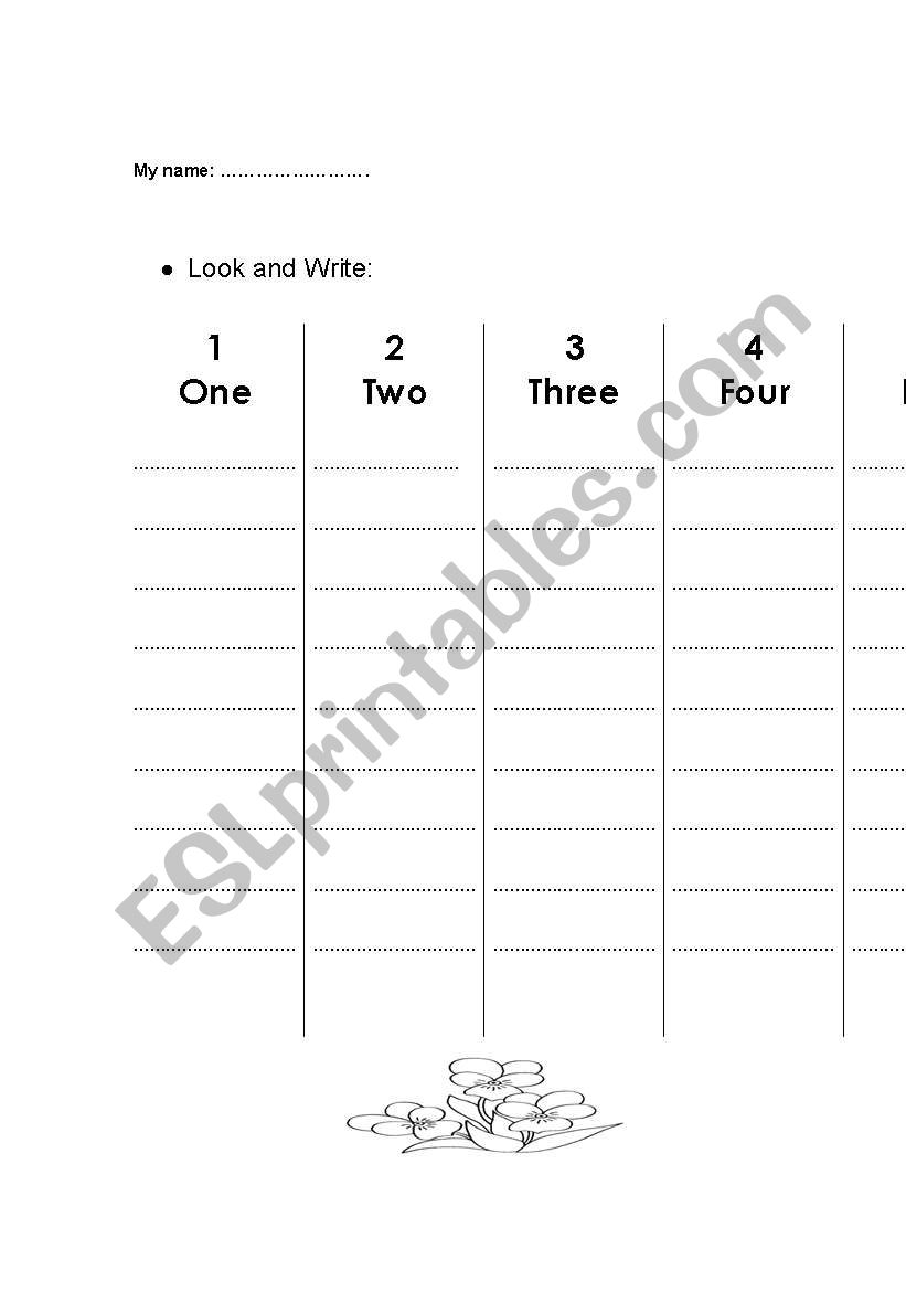 numbers from 1-5 worksheet
