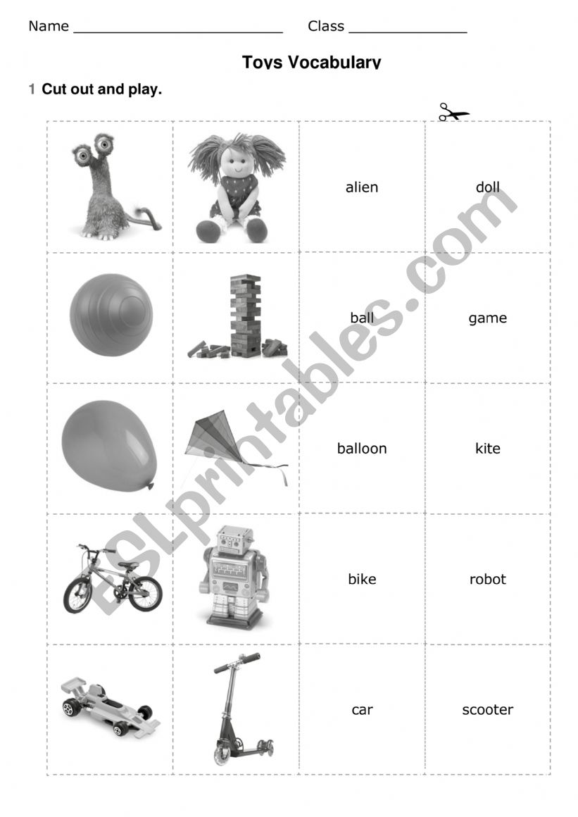 Toys vocabulary worksheet
