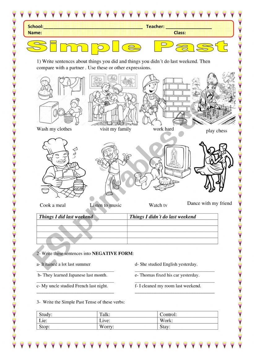 Simple Past Tense worksheet
