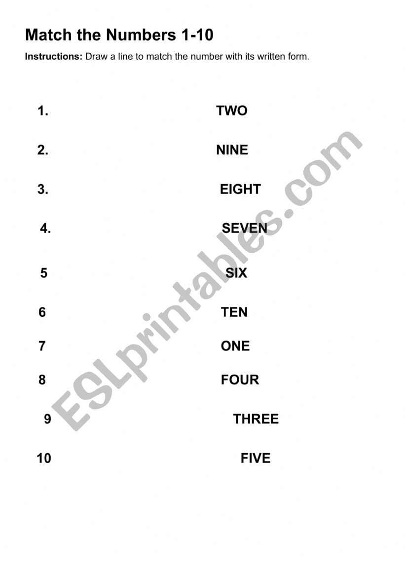 NUMBERS 1-10 worksheet