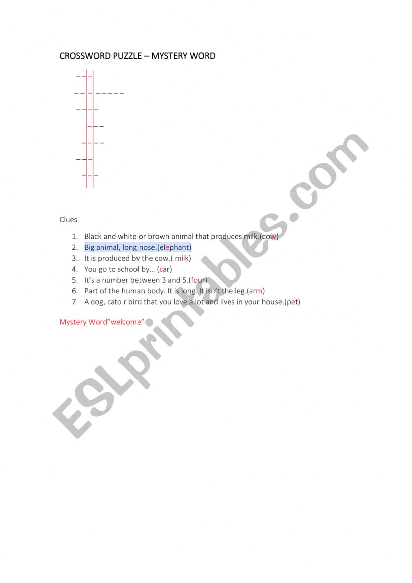 welcome crossword puzzle worksheet