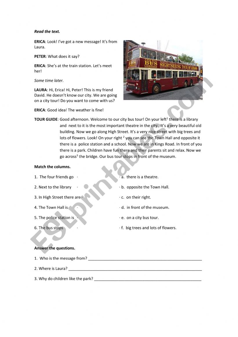 Reading comprehension worksheet