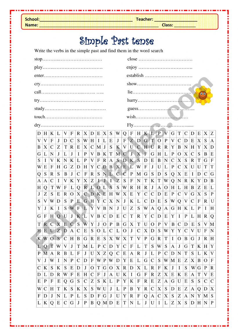 Simple Past verbs worksheet