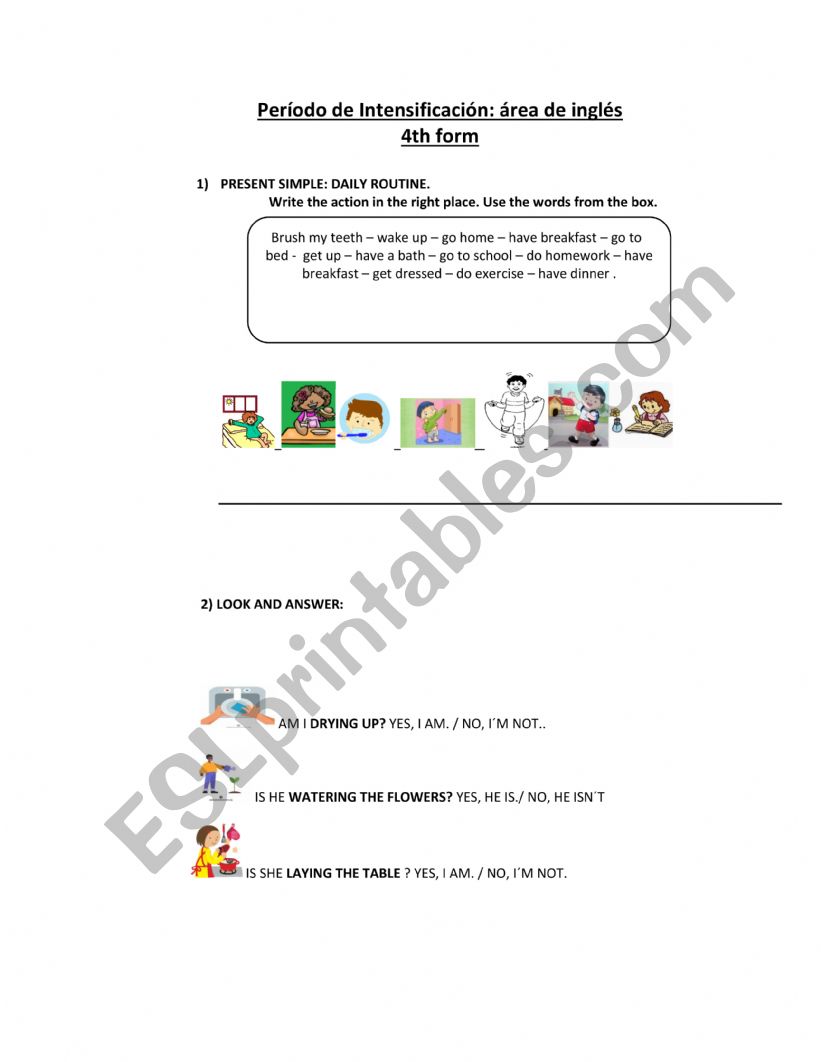 test 4th form worksheet