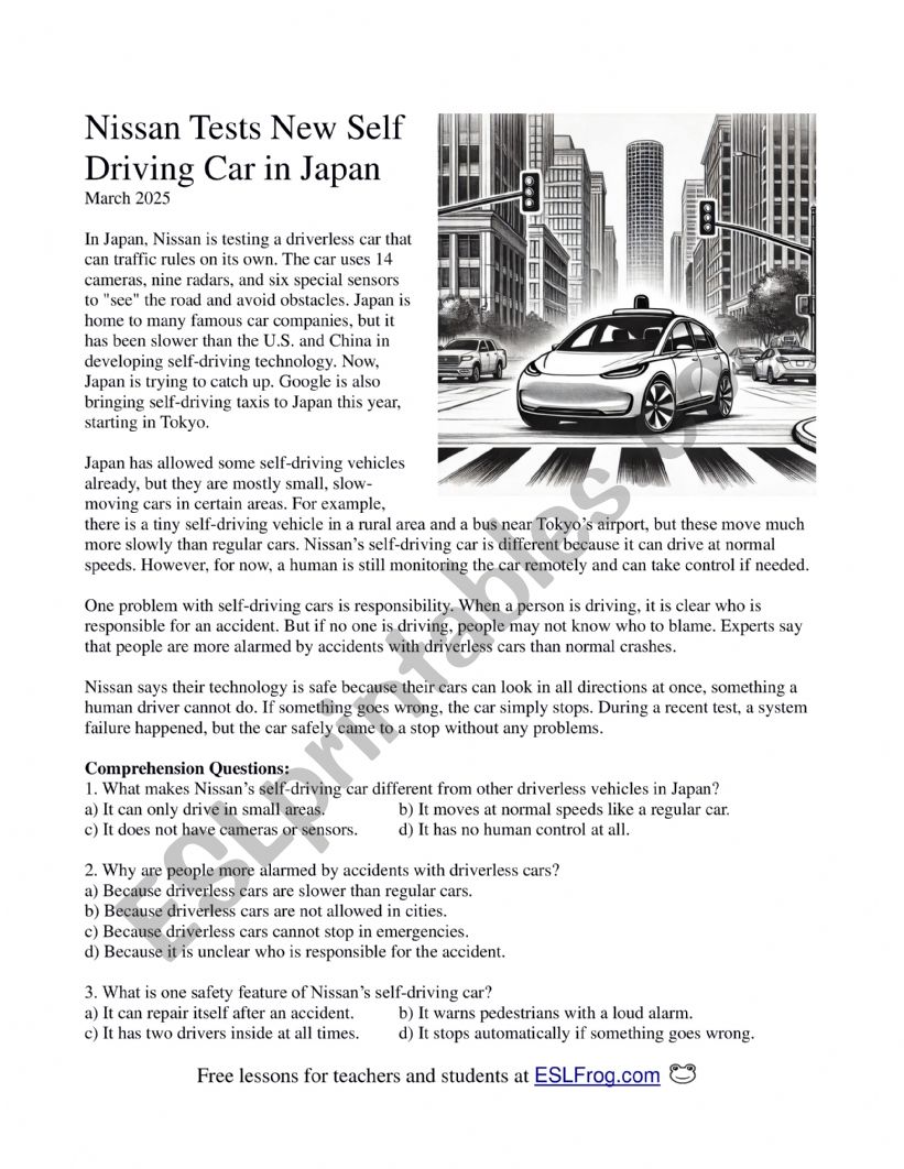 Nissan Tests New Self-Driving Car in Japan