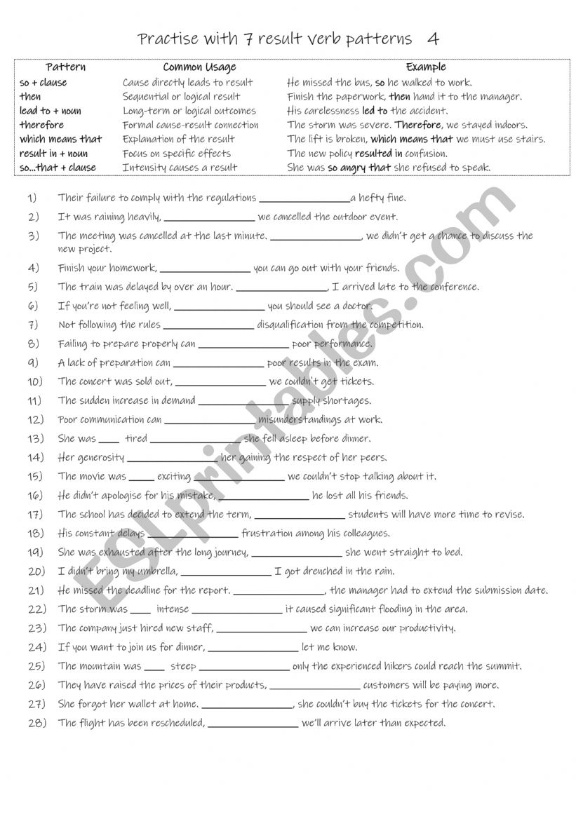 B1-B2 Practise with 7 result verb patterns  4