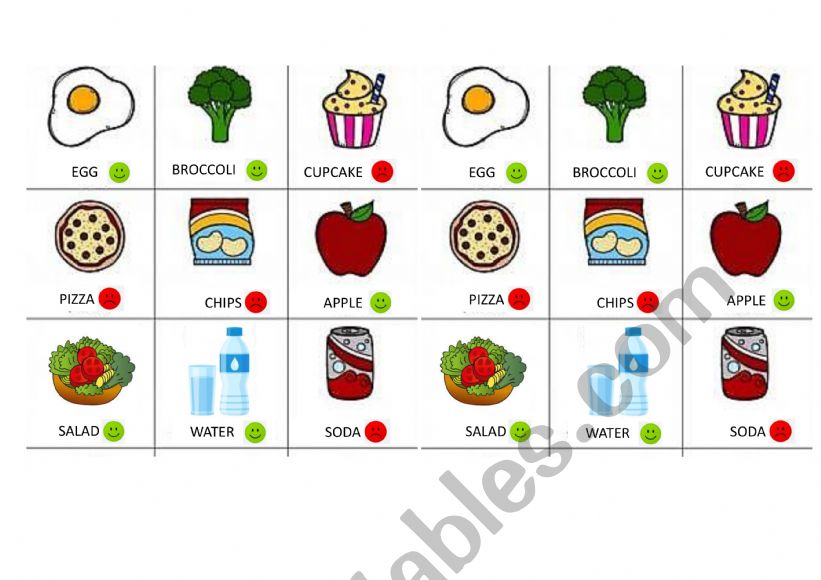 Healthy and Unhealthy Food worksheet