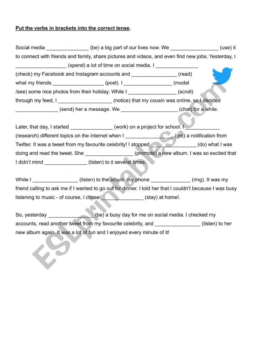Twitter worksheet