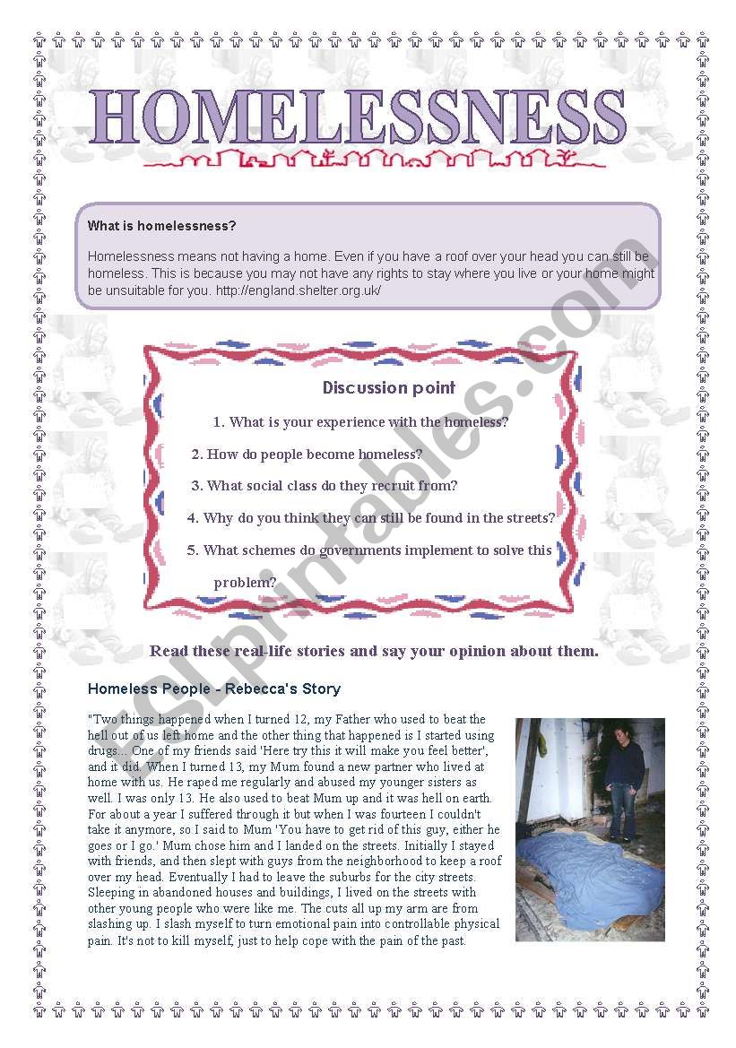 Homelessness worksheet