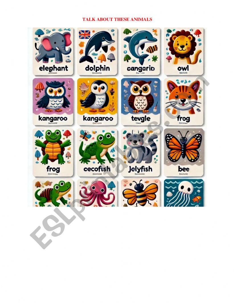 animals flashcard worksheet