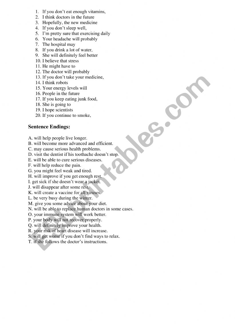 coditional  type  one worksheet