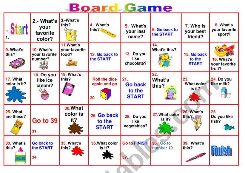 Board game for little ones worksheet