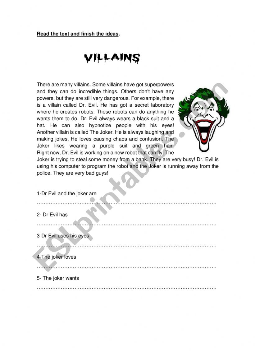 Read the text and finish the ideas.