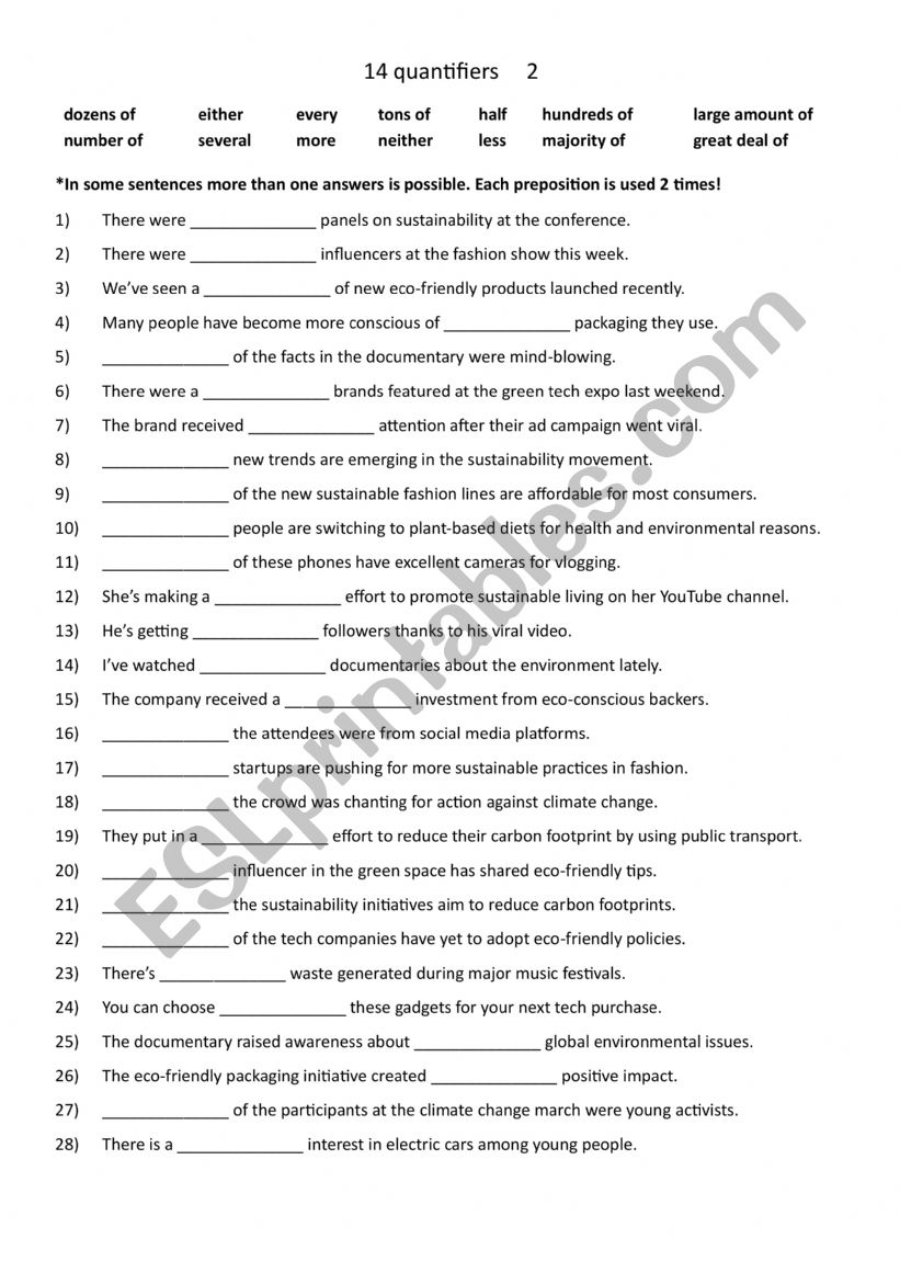 14 Quantifiers 2 worksheet