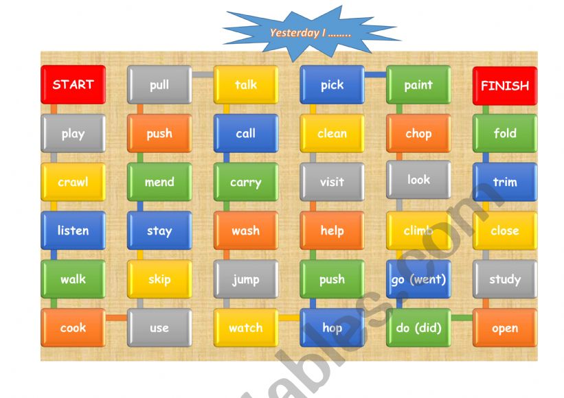 Board game Regular verbs worksheet