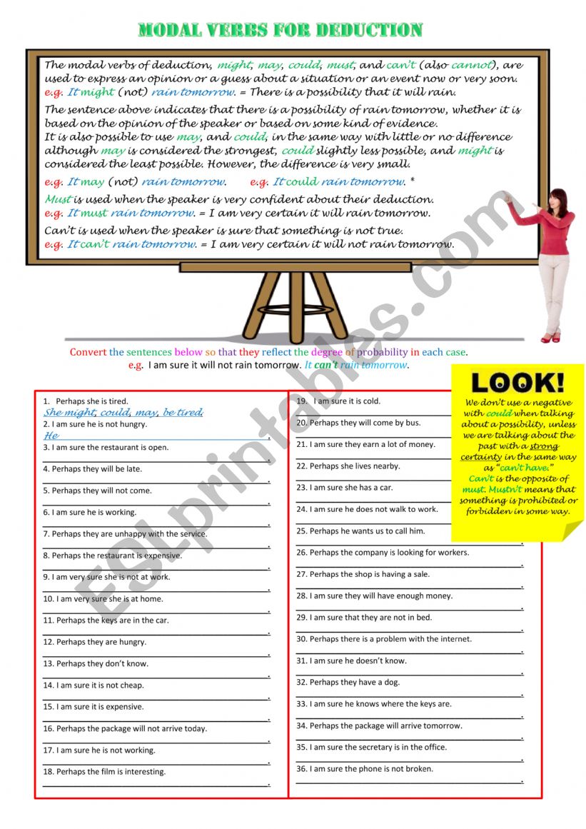 Modals of Deduction worksheet