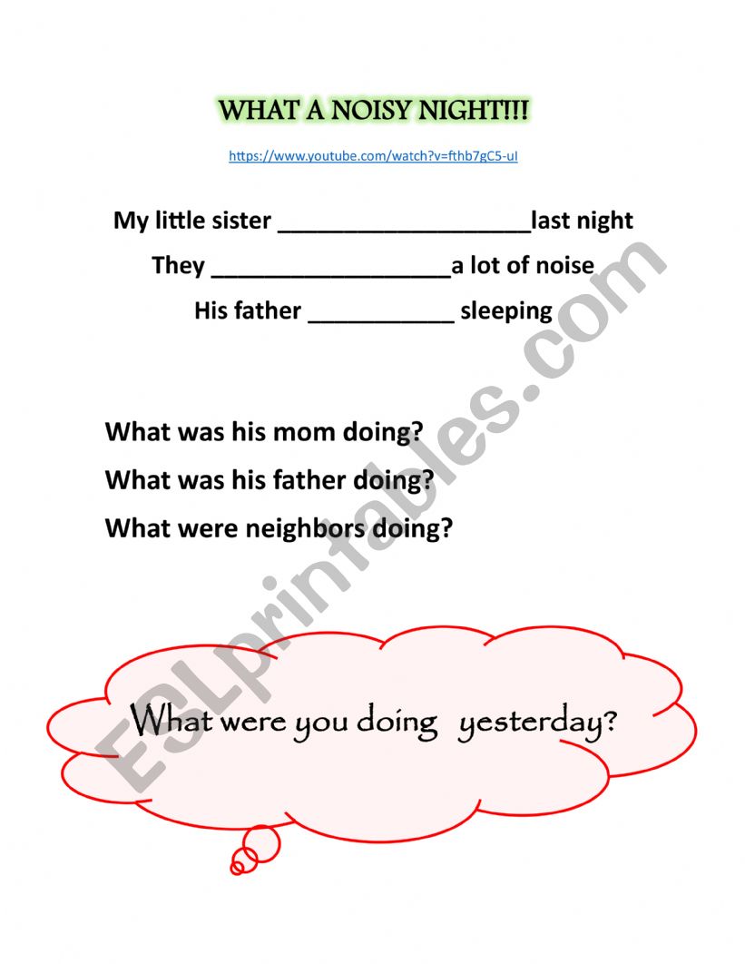 what a noisy night worksheet