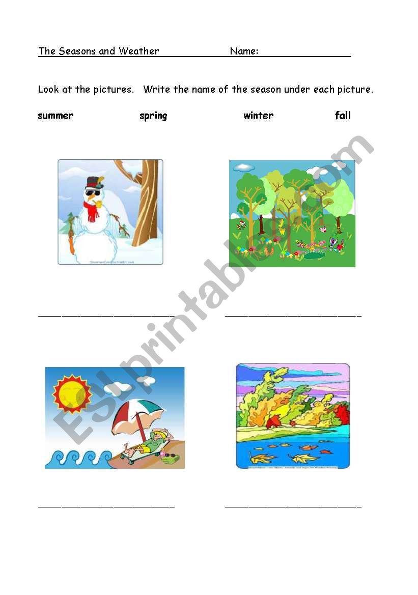 the seasons worksheet