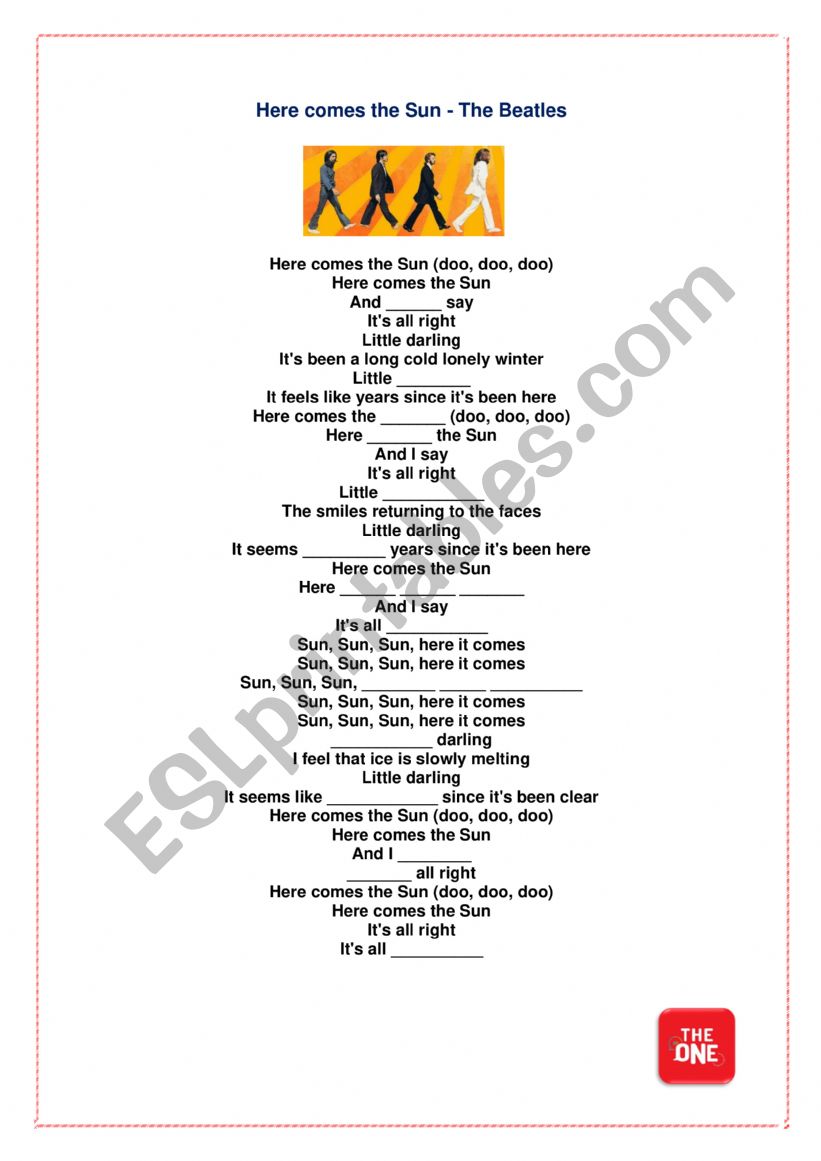 Song Lyrics-Here comes the sun