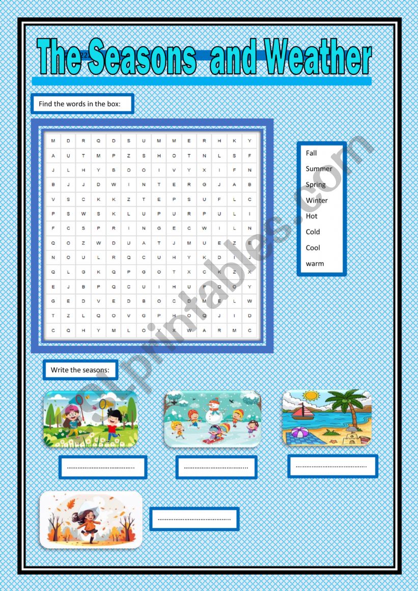 Seasons of the year worksheet