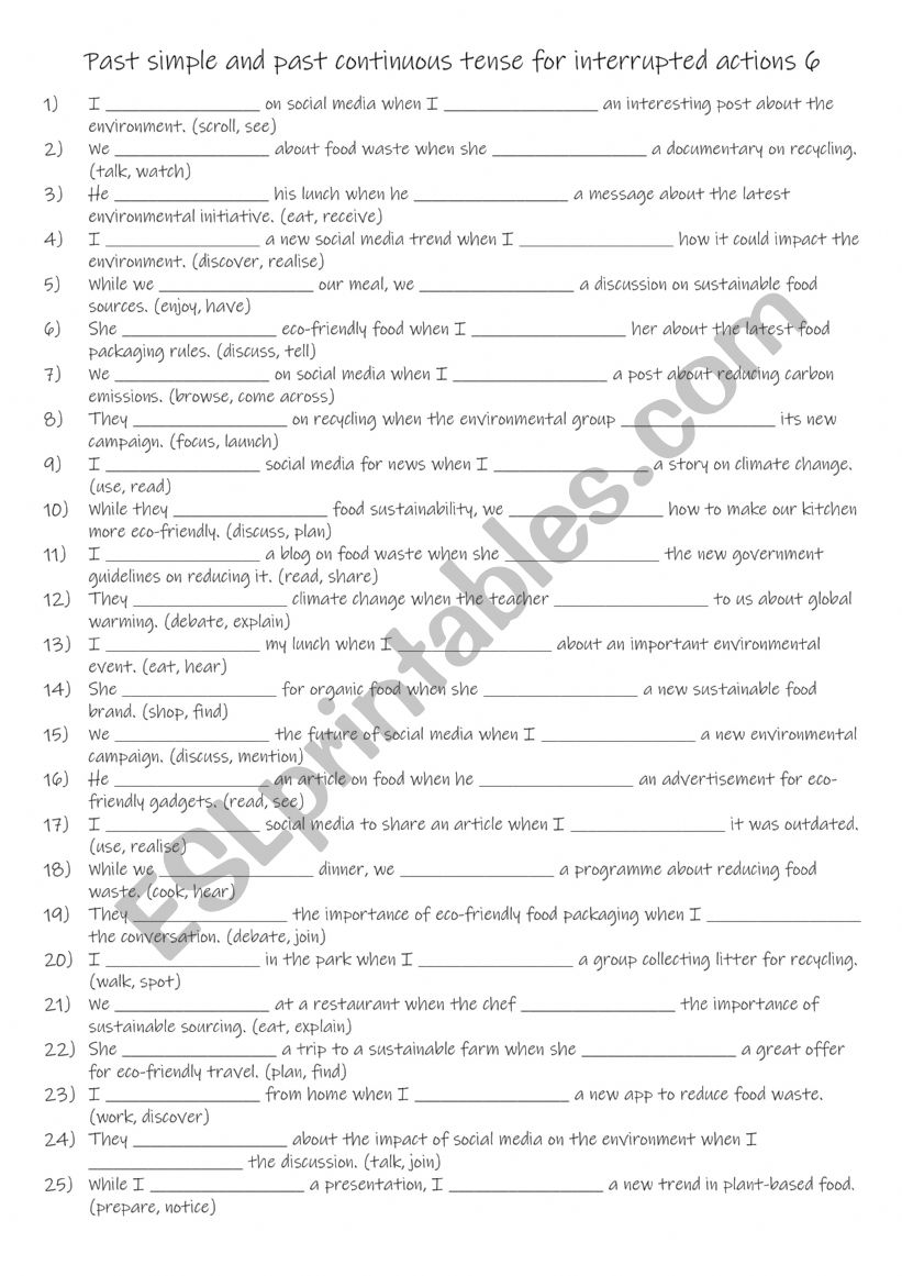 A1+-A2 Past simple and past continuous tense for interrupted actions 6