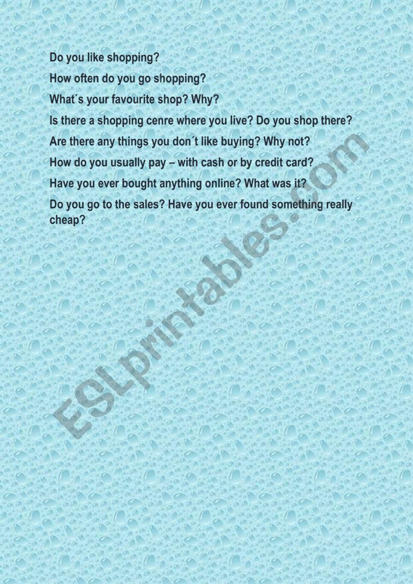 Speaking worksheet