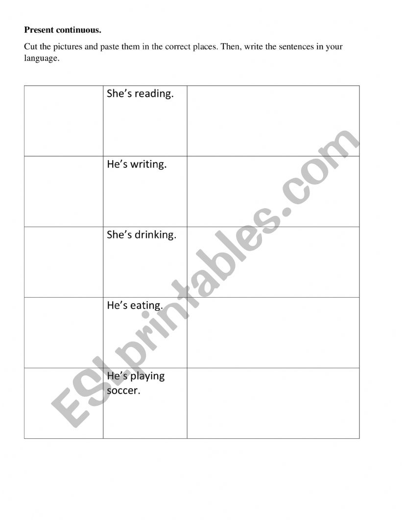Present Continuous worksheet