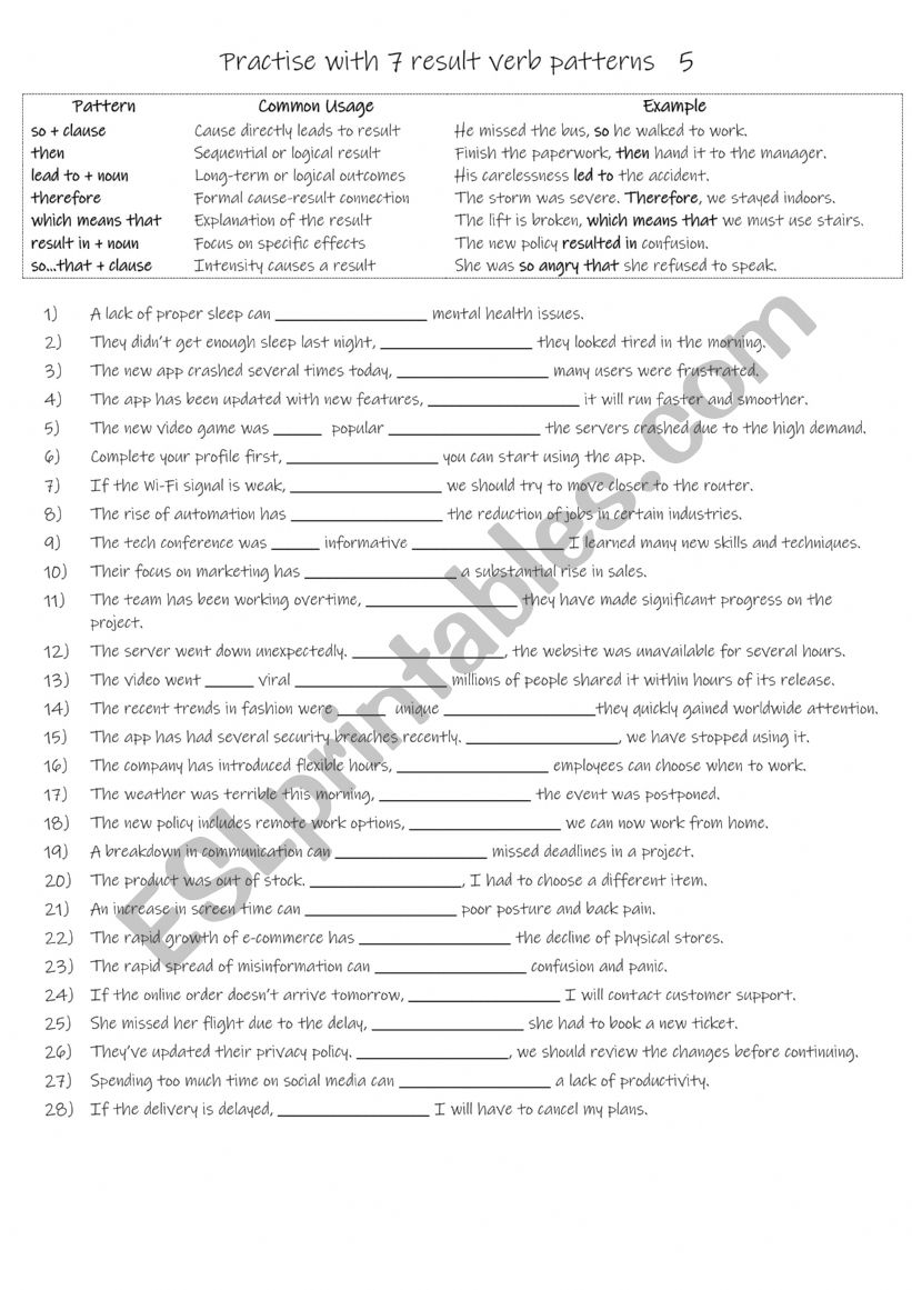 B1-B2 Practise with 7 result verb patterns  5