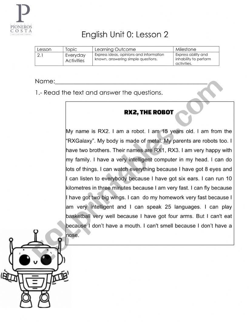 Can y can�t reading and answer