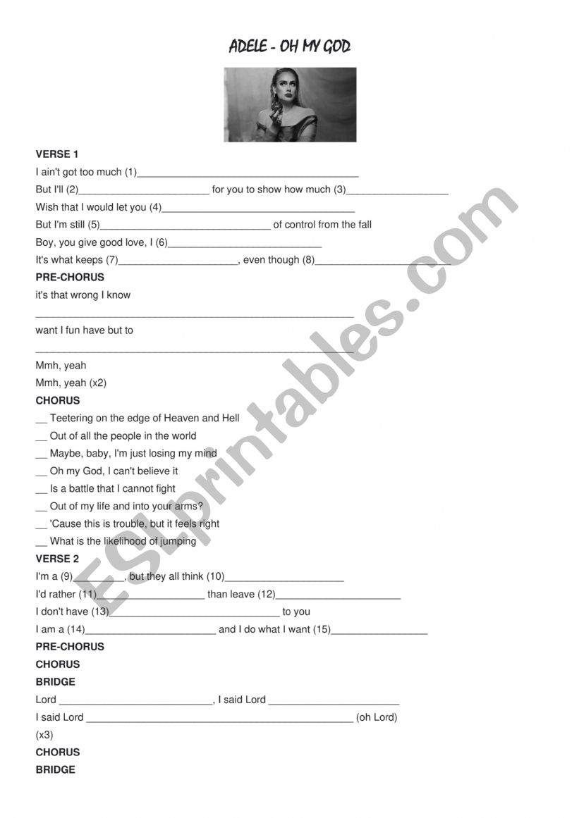 Adele song listening worksheet